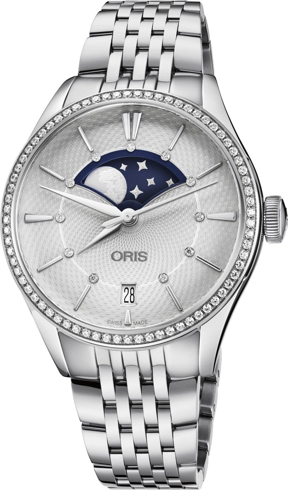 Oris Artelier Artelier Grande Lune, Date Diamonds Silver Dial 36 mm Automatic Watch For Women - 1