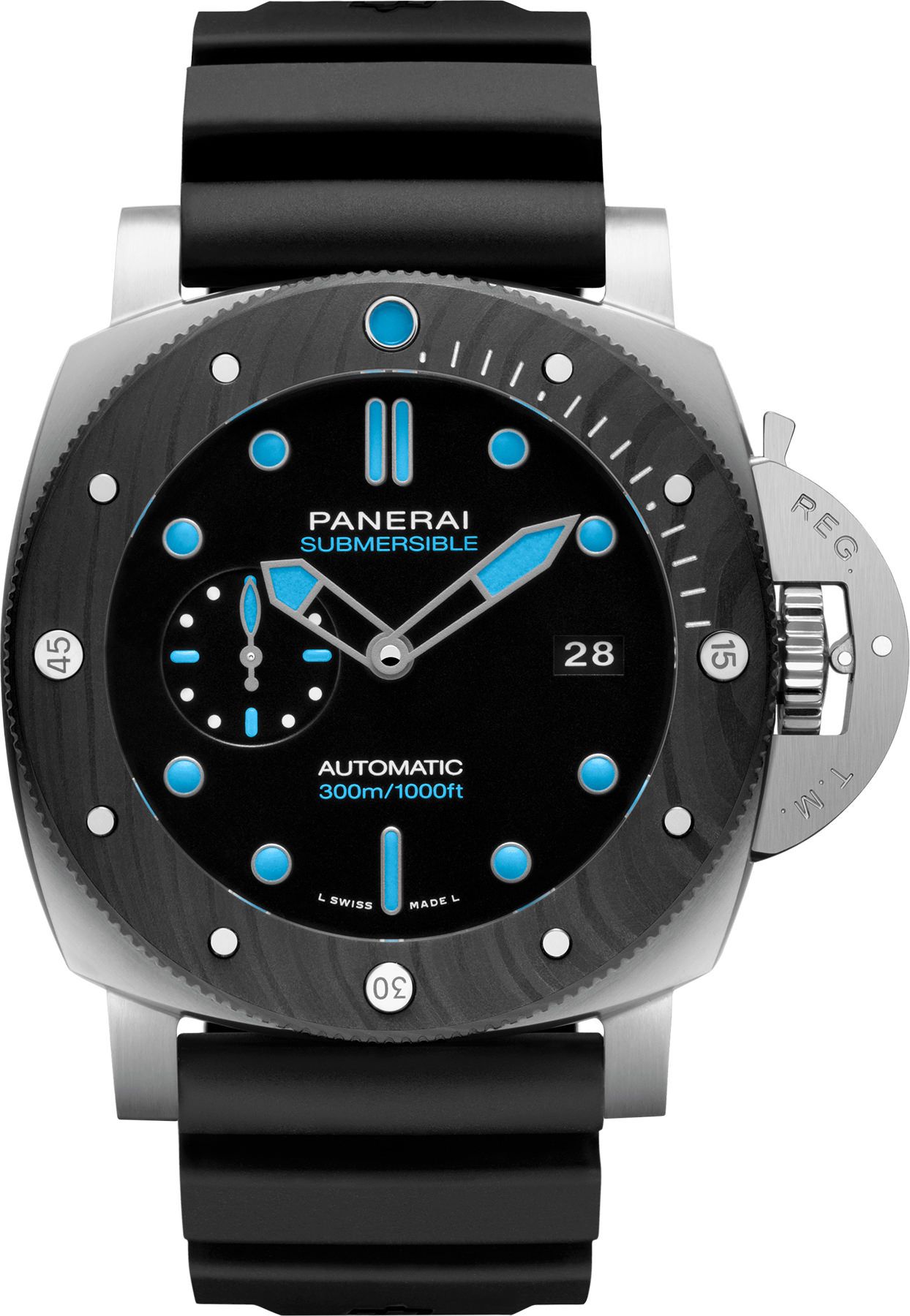 Panerai Submersible  Black Dial 47 mm Automatic Watch For Men - 1