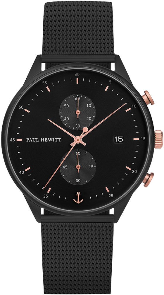 Paul Hewitt Chrono  Black Dial 42 mm Quartz Watch For Men - 1