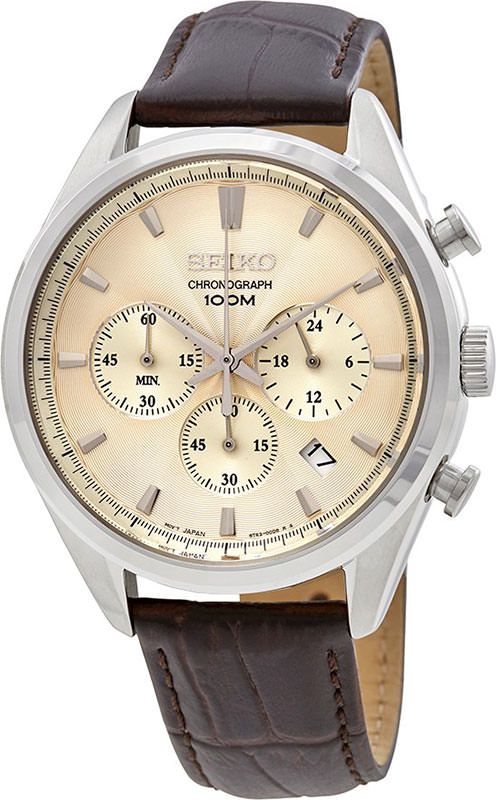 Seiko Dress  Cream Dial 42.5 mm Quartz Watch For Men - 1