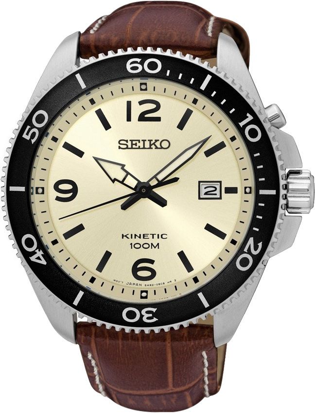 Seiko Kinetic  Beige Dial 44.7 mm Quartz Watch For Men - 1