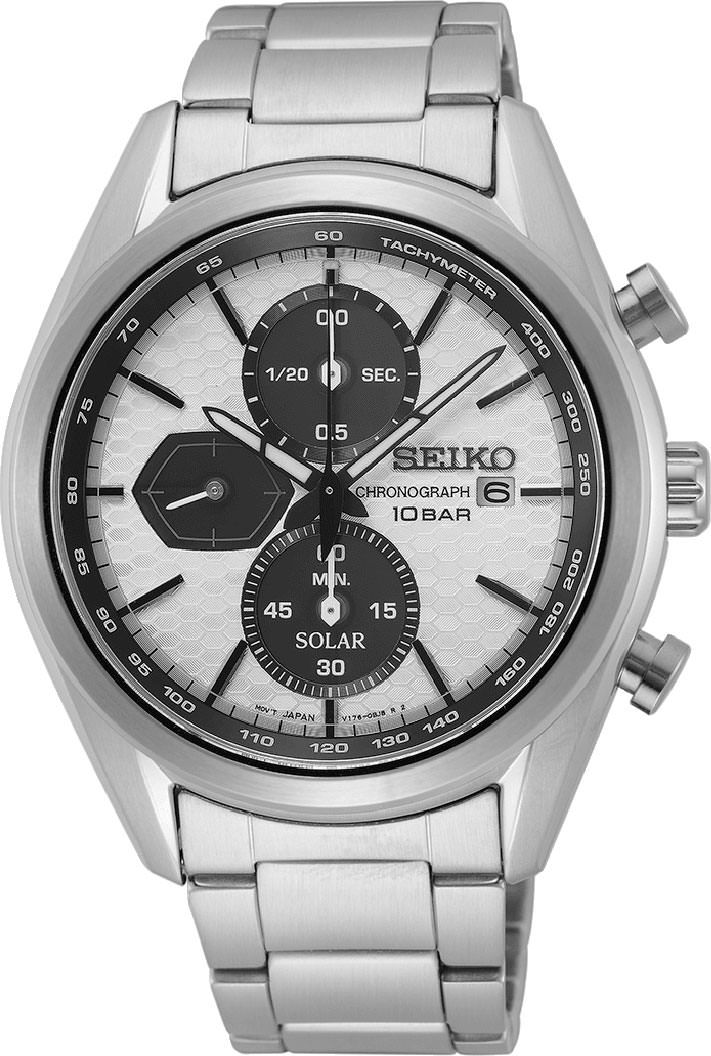 Seiko Macchina Sportiva  White Dial 41.4 mm Solar Powered Watch For Men - 1