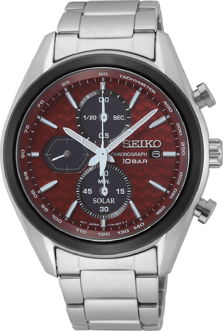 Seiko Macchina Sportiva  Red Dial 41.4 mm Solar Powered Watch For Men - 1