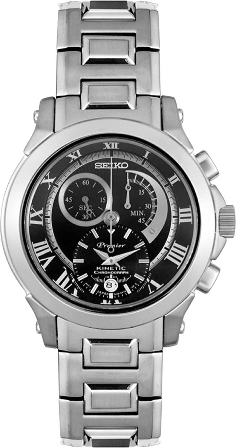 Seiko Premier Kinetic Perpetual Black Dial 42 mm Kinetic Powered Watch For Men - 1