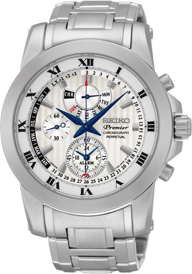 Seiko Premier Quartz White Dial 41.5 mm Quartz Watch For Men - 1