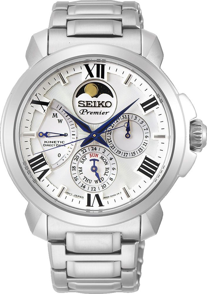 Seiko Premier Kinetic White Dial 42.5 mm Quartz Watch For Men - 1