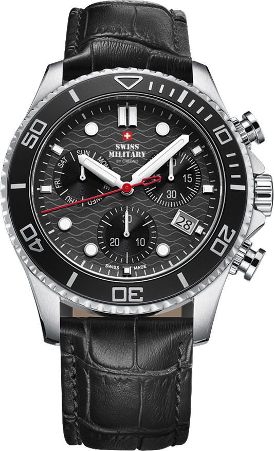 Swiss Military Quartz Chronograph  Black Dial 46 mm Quartz Watch For Men - 1