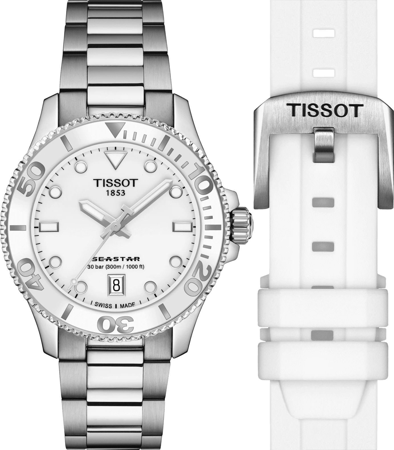 Tissot T-Sport Tissot Seastar 1000 White Dial 36 mm Quartz Watch For Unisex - 1