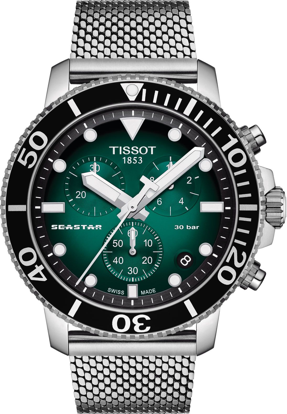 Tissot T-Sport Tissot Seastar 1000 Green Dial 45.5 mm Quartz Watch For Men - 1