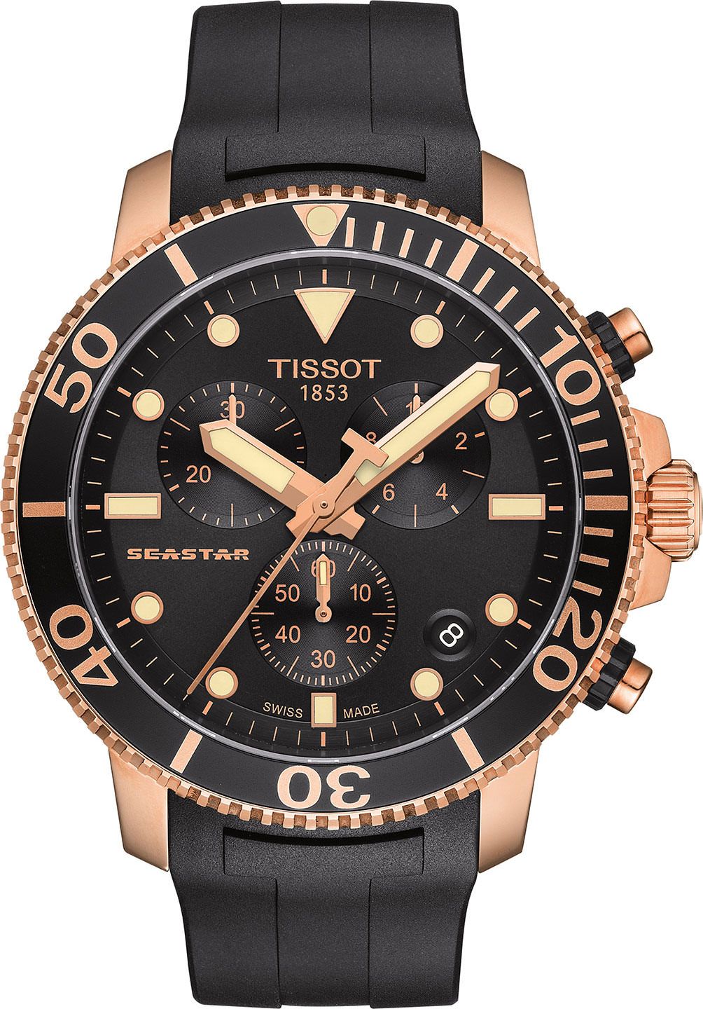 Tissot T-Sport Tissot Seastar 1000 Black Dial 45.5 mm Quartz Watch For Men - 1