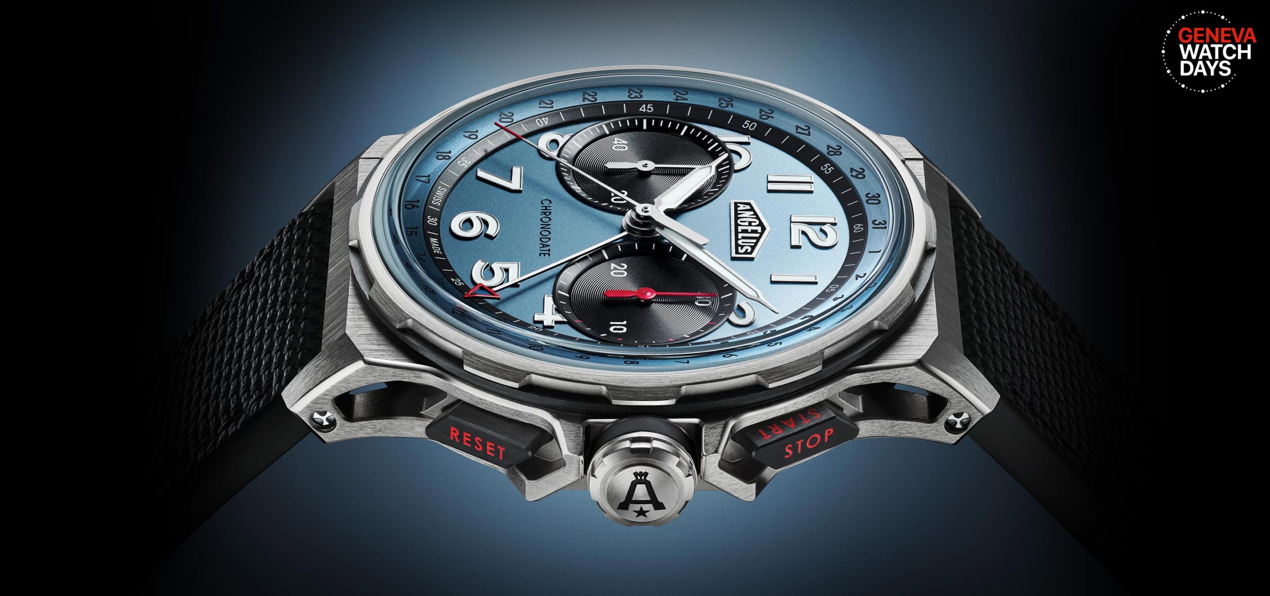 Play Of Contrast: Angelus Chronodate Titanium Storm Blue