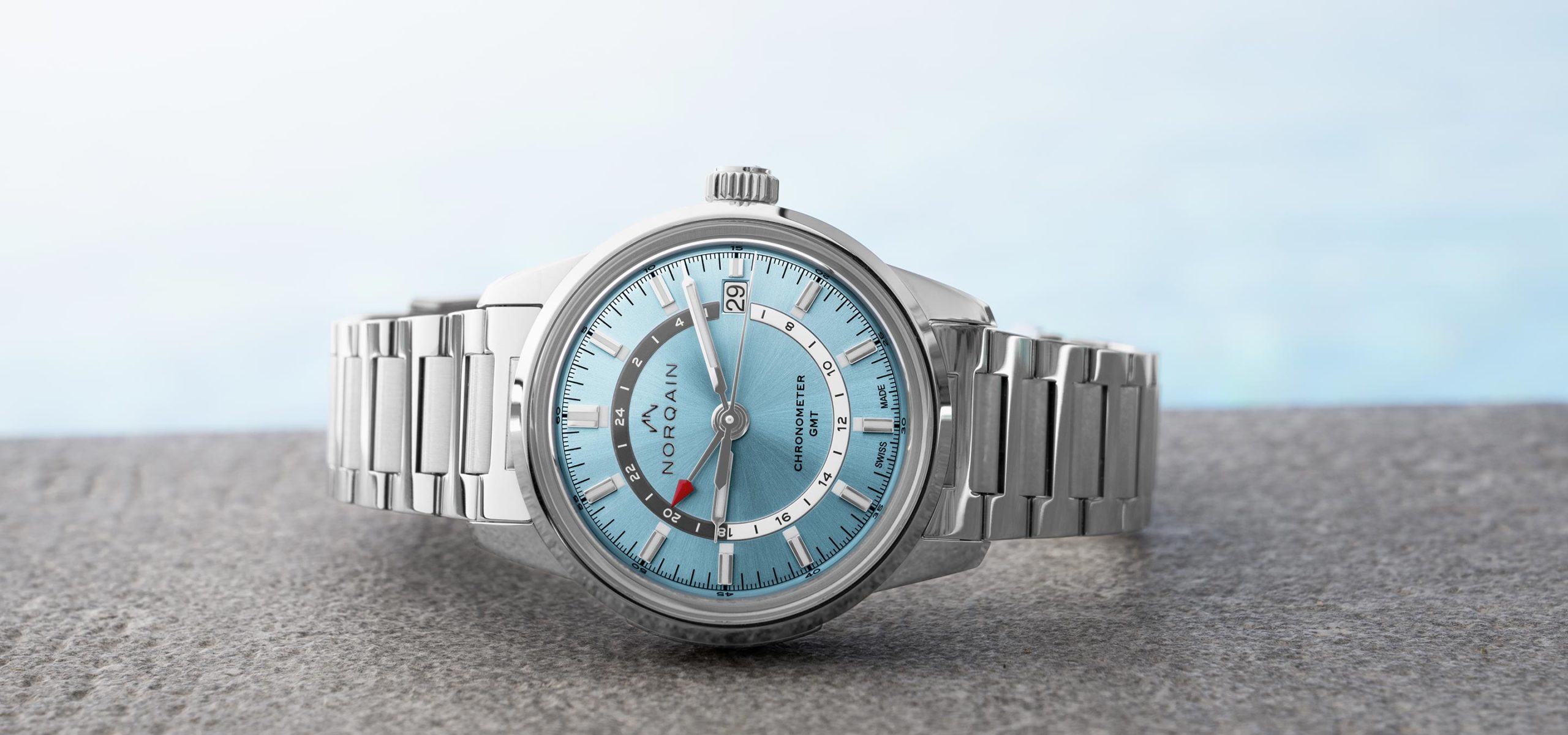 Silver And Ice (Blue) And Everything Nice: Norqain Freedom 60 GMT 40mm Watch